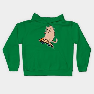 Cat and Skateboard Skateboarding Hard Pizza Board Kids Hoodie